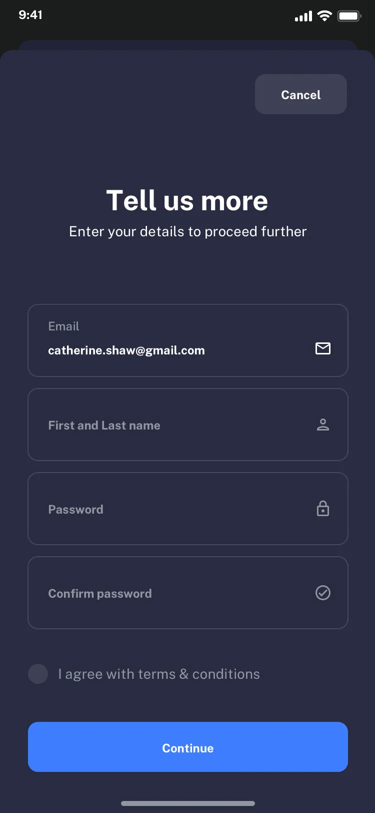 Register page UI design
