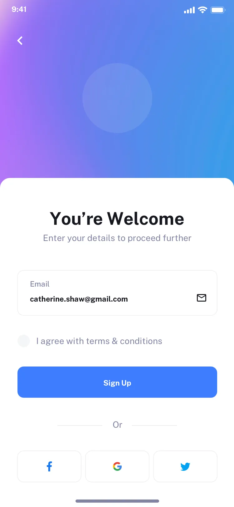 Register page UI design