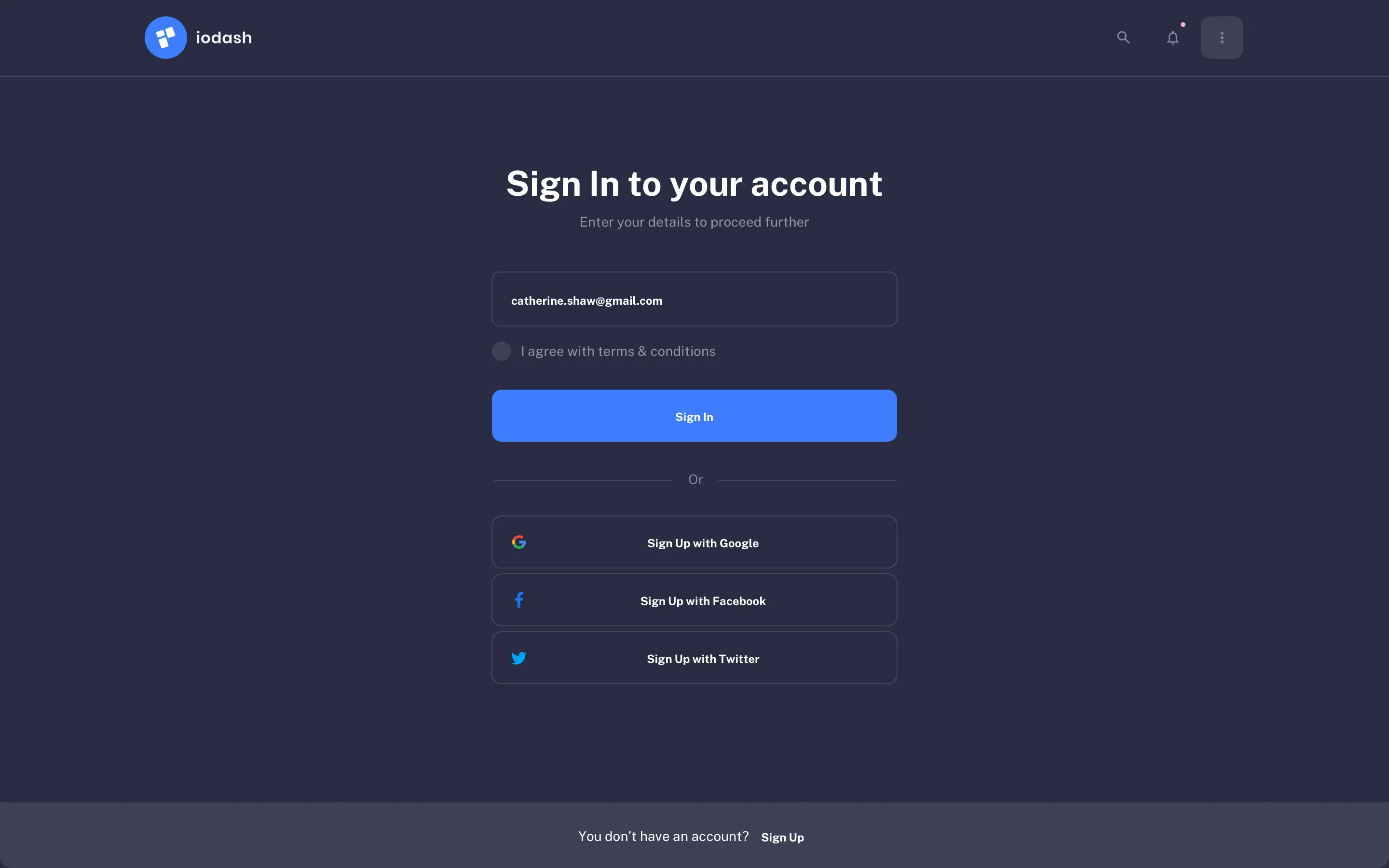Register page UI design