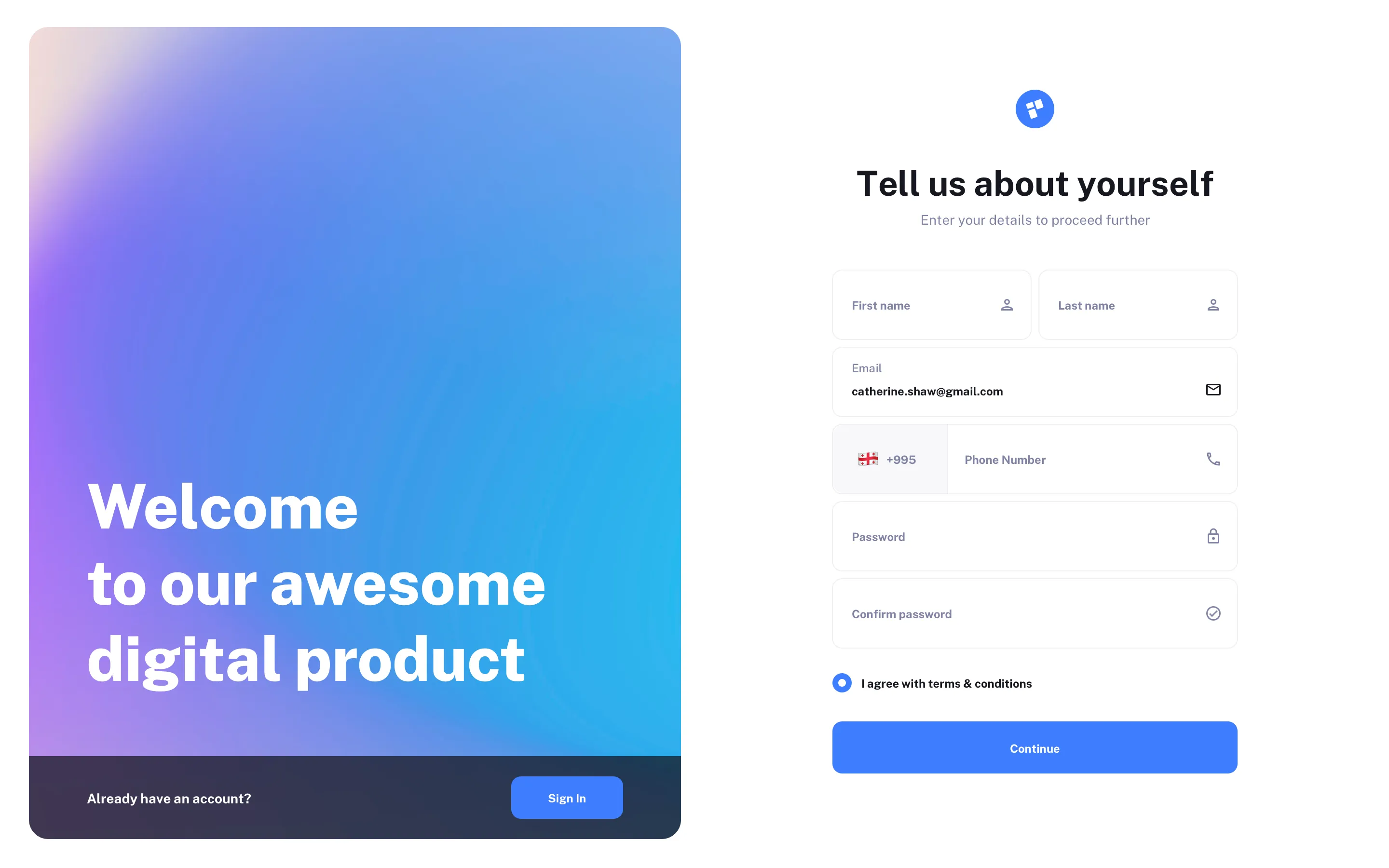 Sign In page UI design