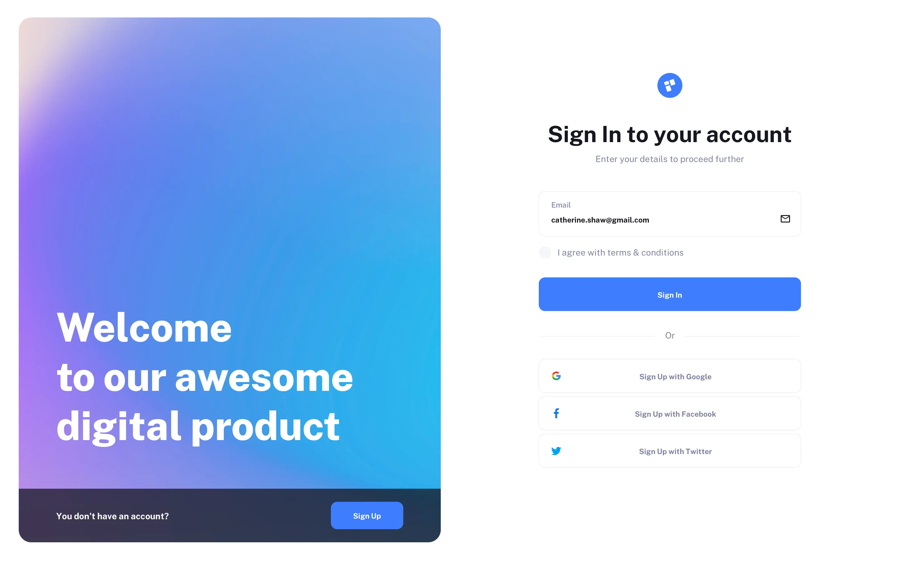 Sign In page UI design