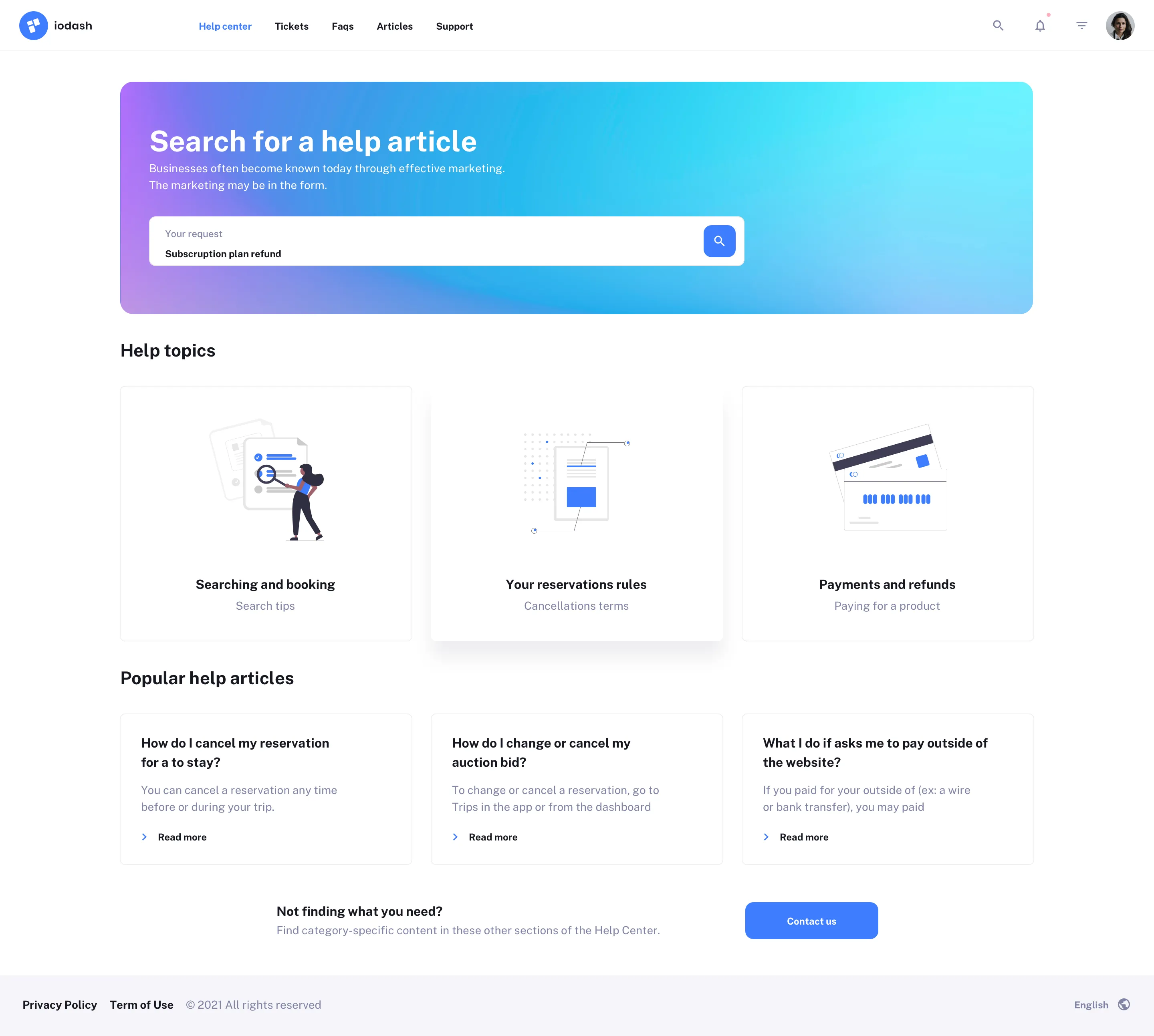 Help Center UI Design