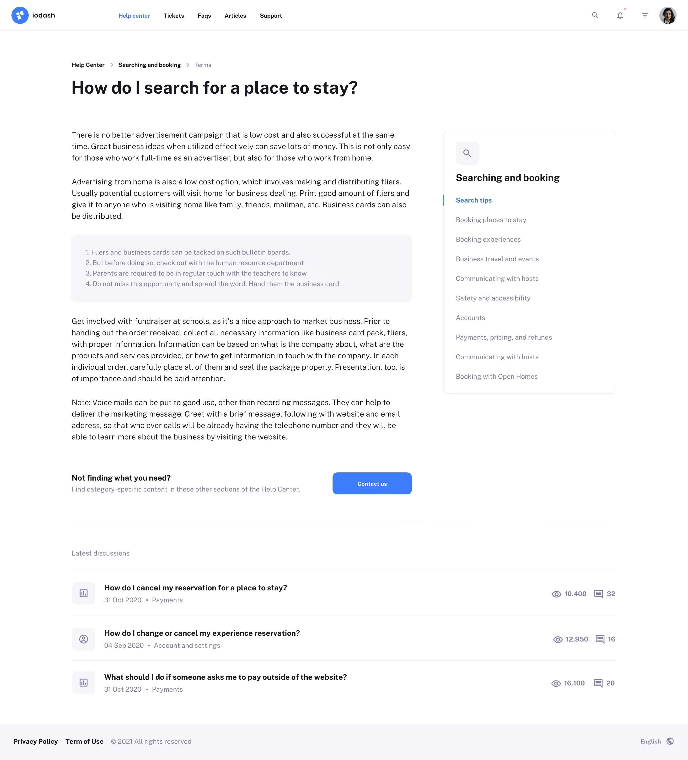 Help Center UI Design