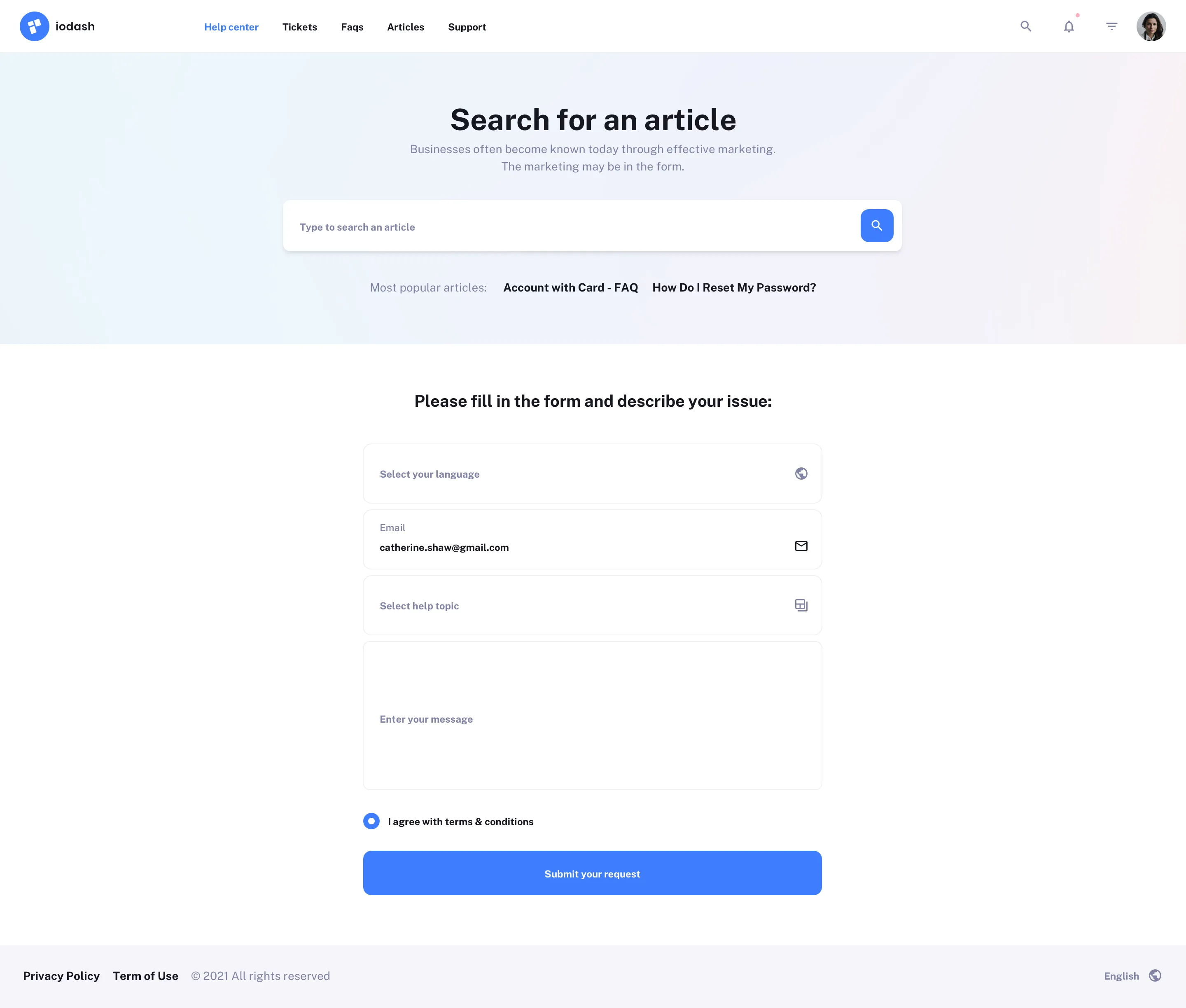 Help Center UI Design