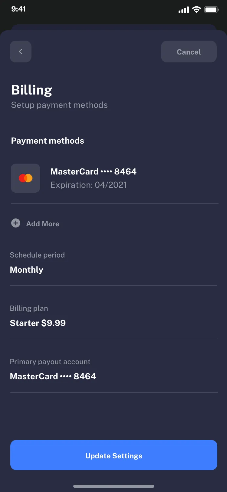 User profile mobile page design