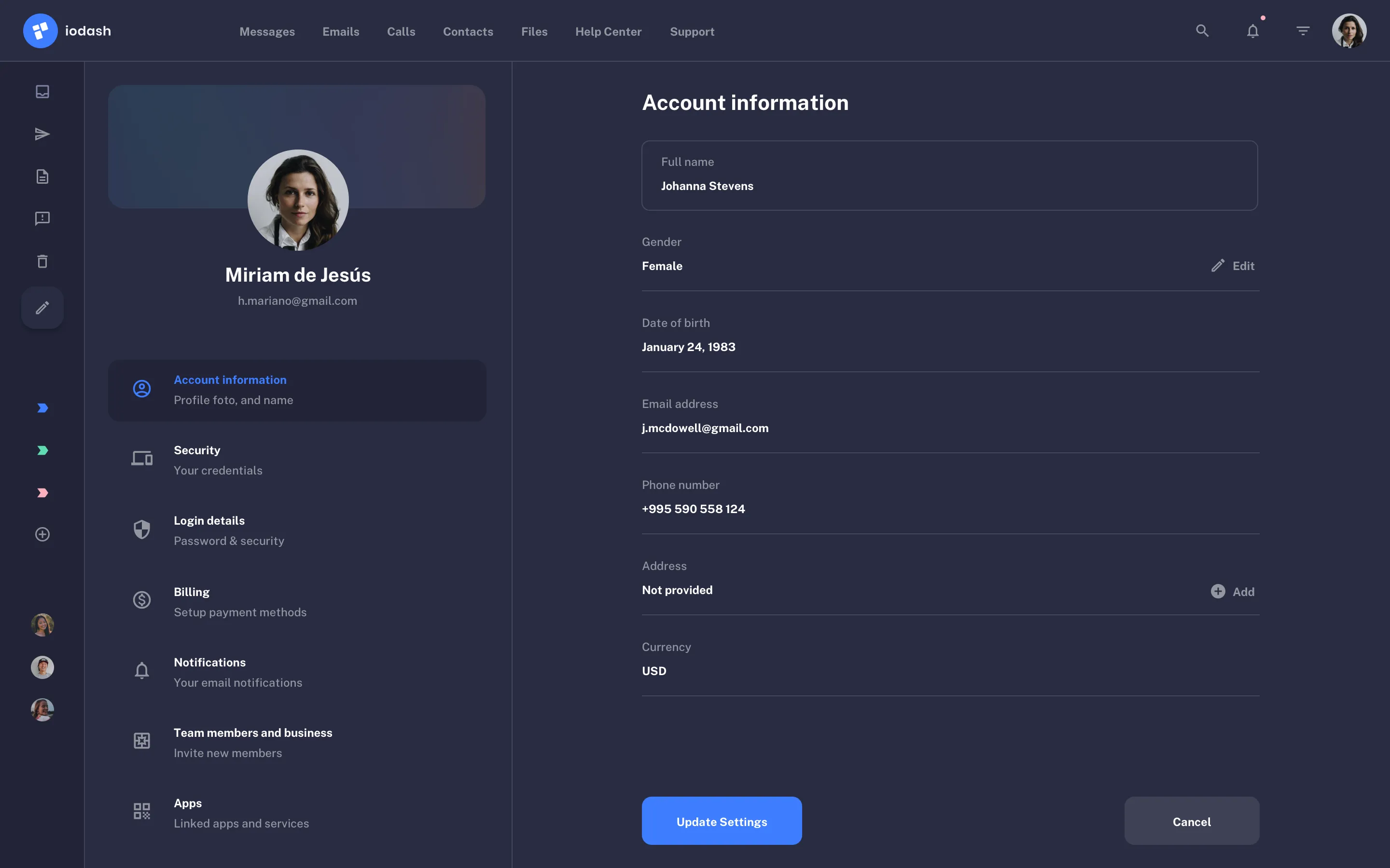 Profile Page UI Design