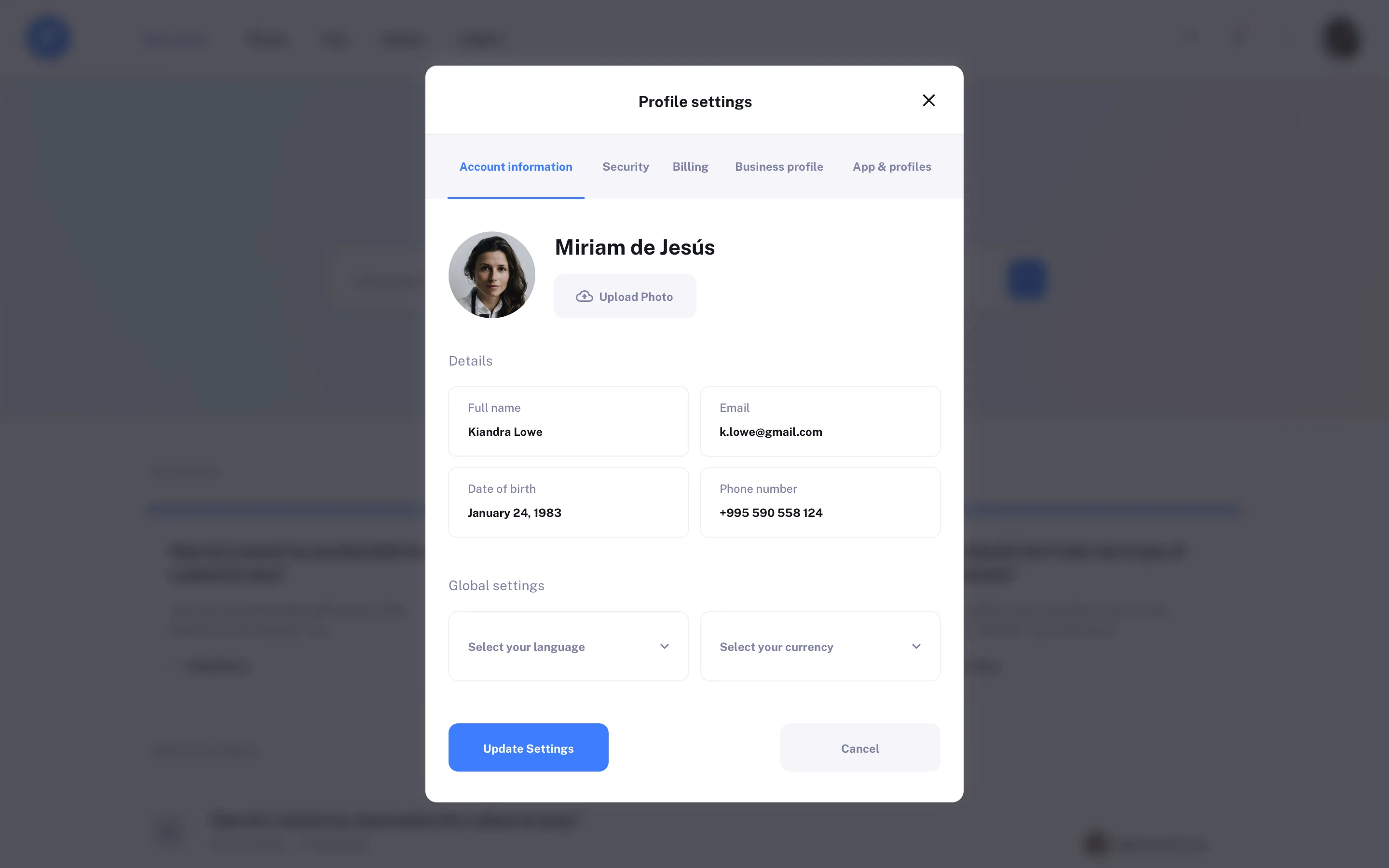 Profile Page UI Design