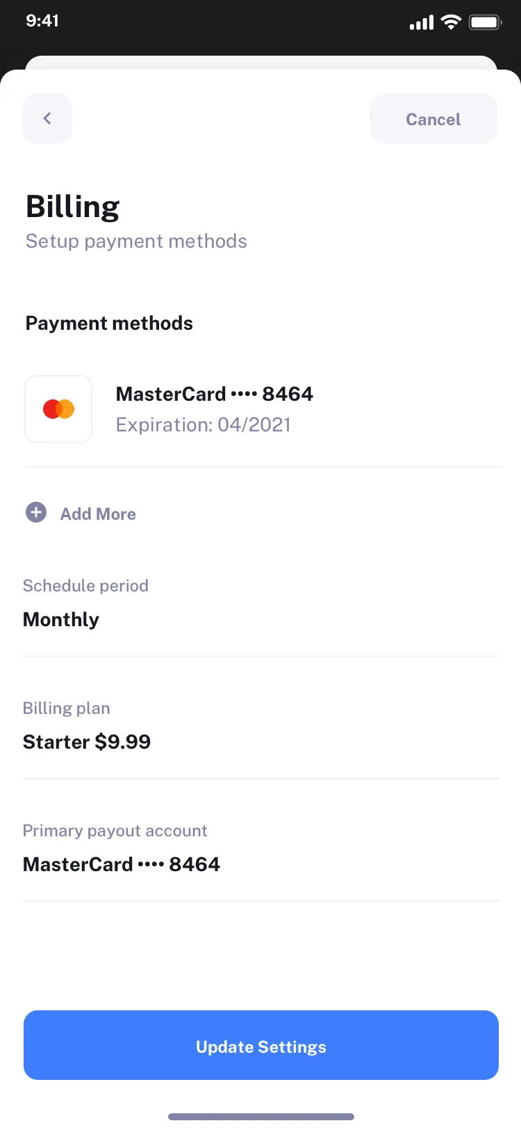 User profile mobile page design