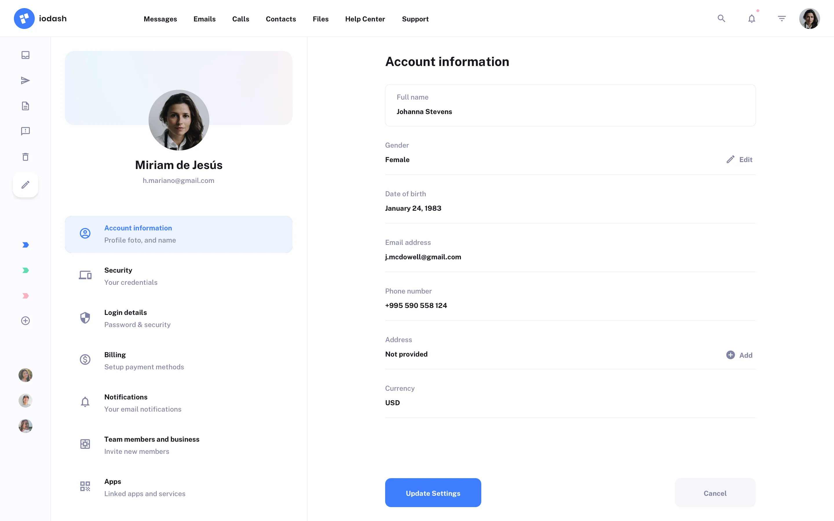 Profile Settings Design