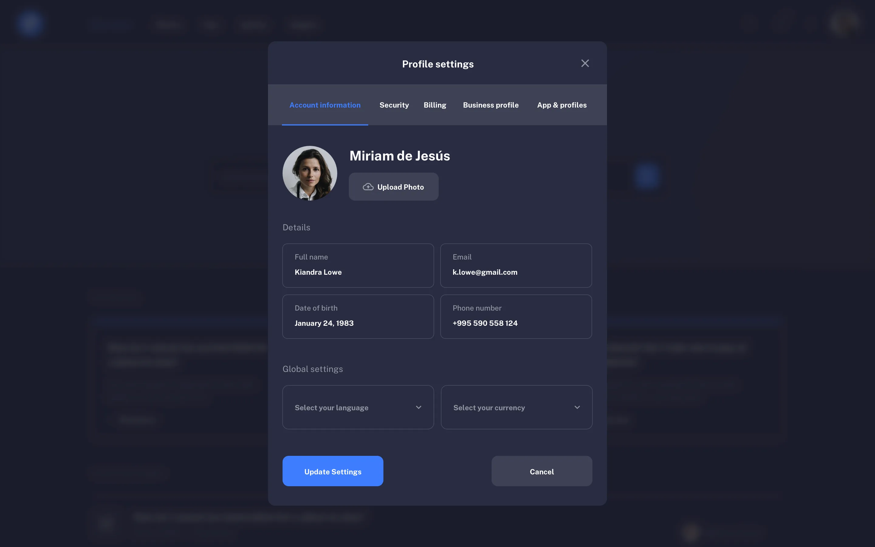 Profile Page UI Design