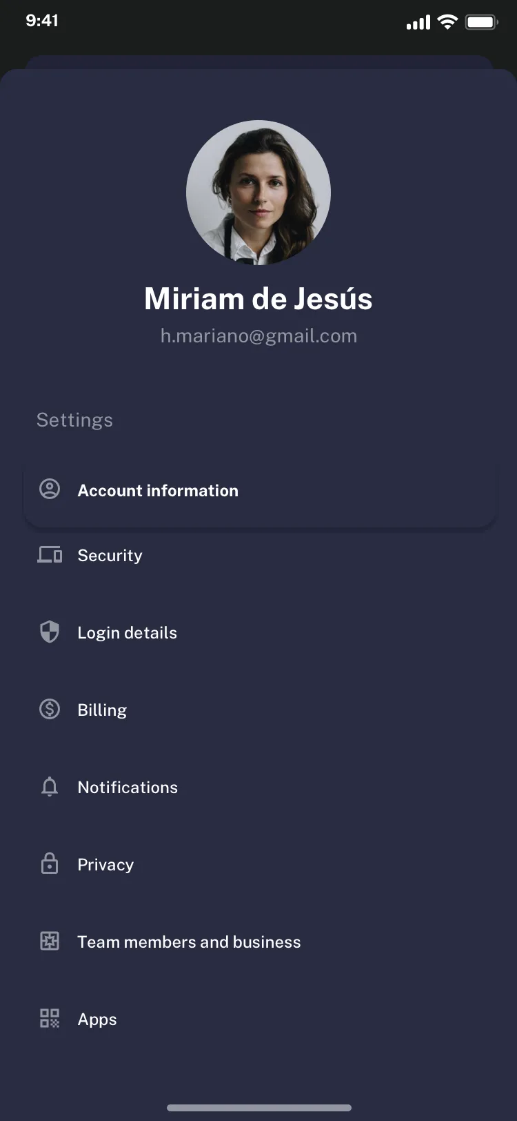 User profile mobile page design