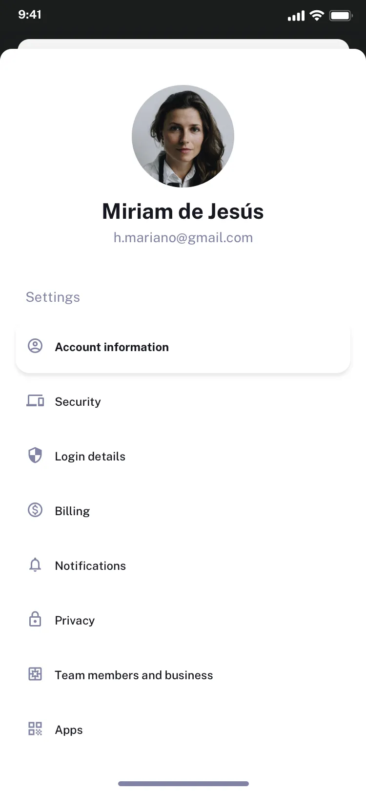 User profile mobile page design