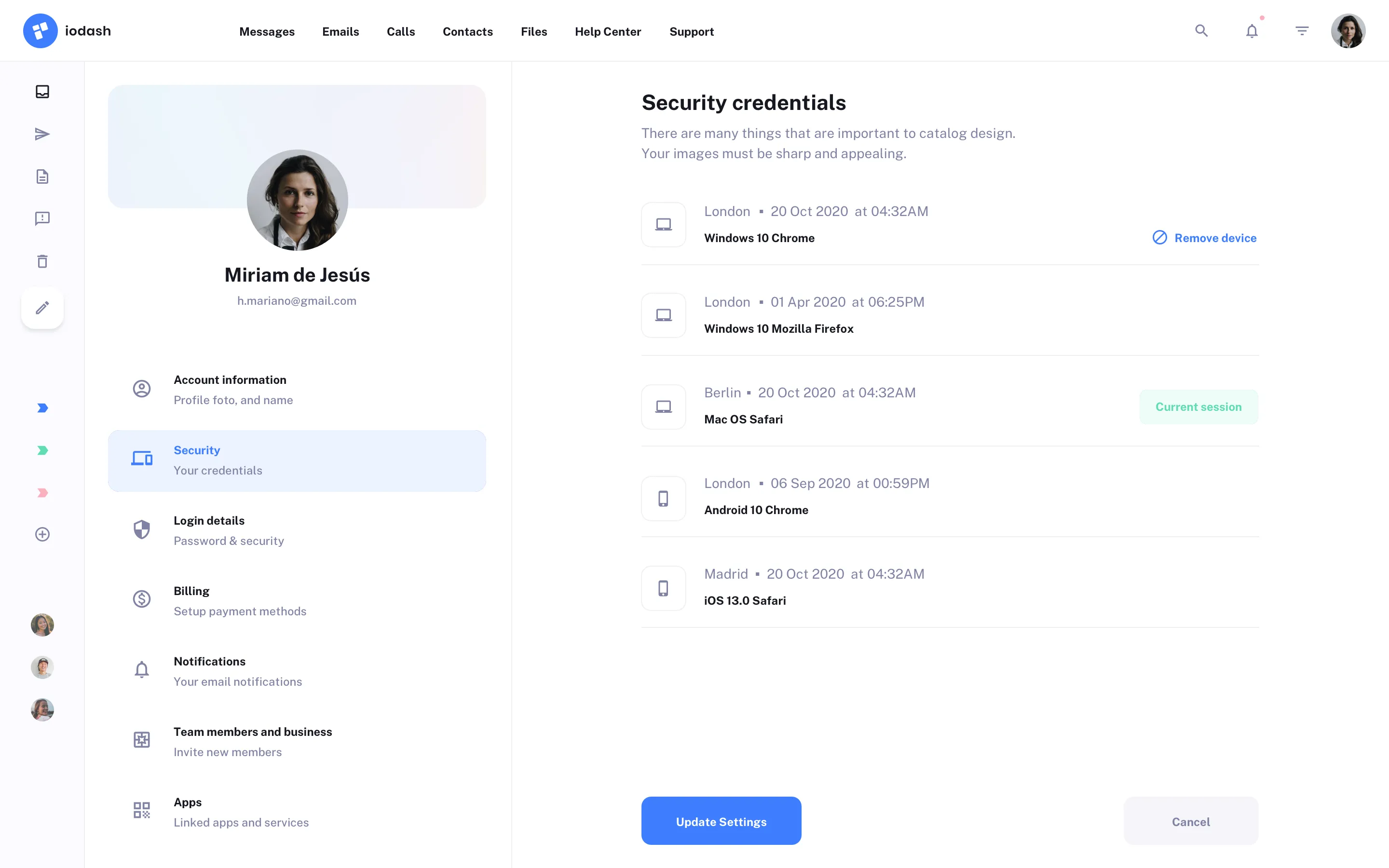 Profile Settings Design