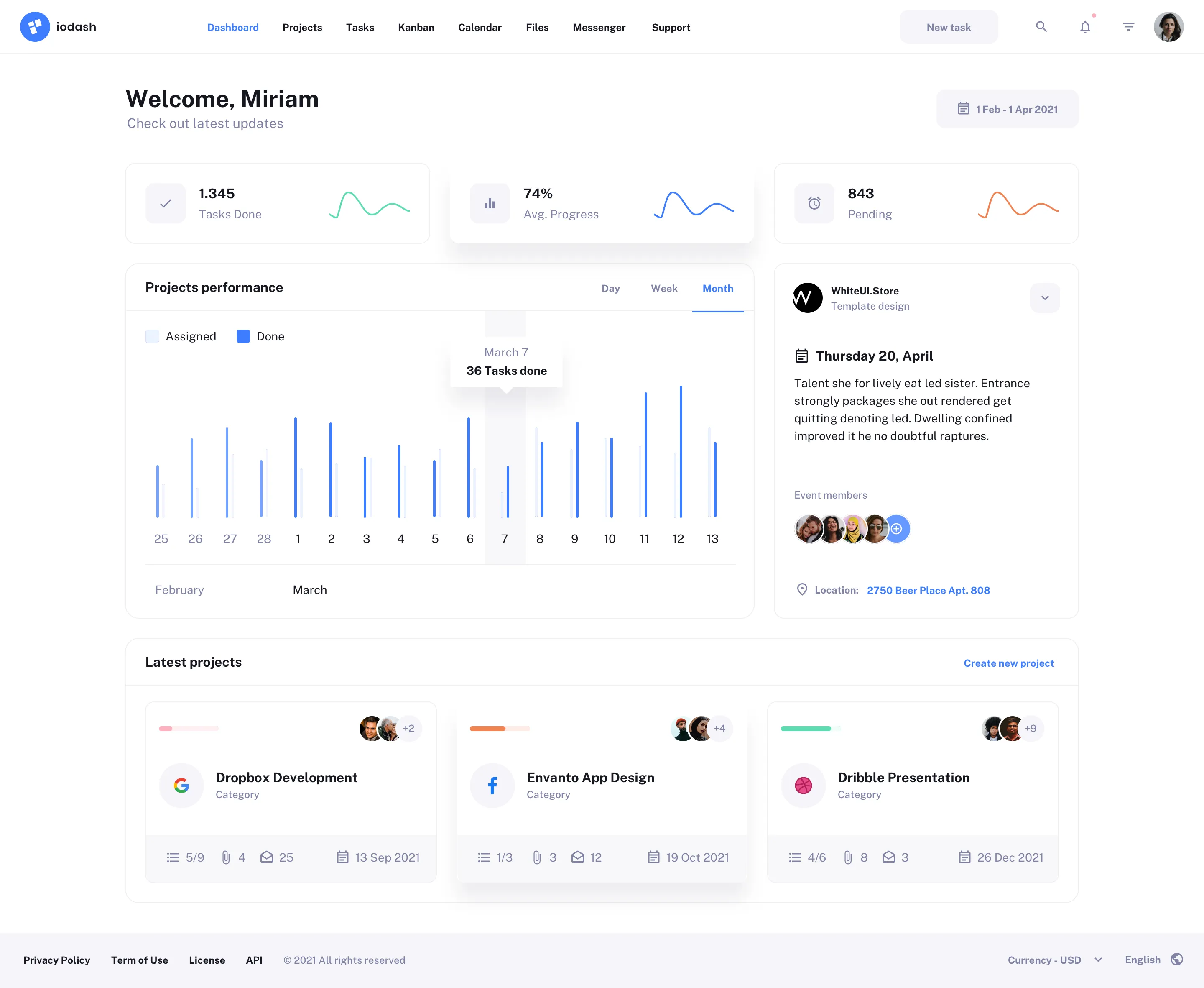 Dashboard Page Design