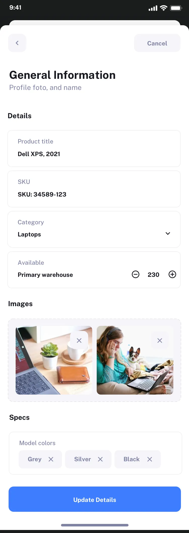 E-commerce customers page design