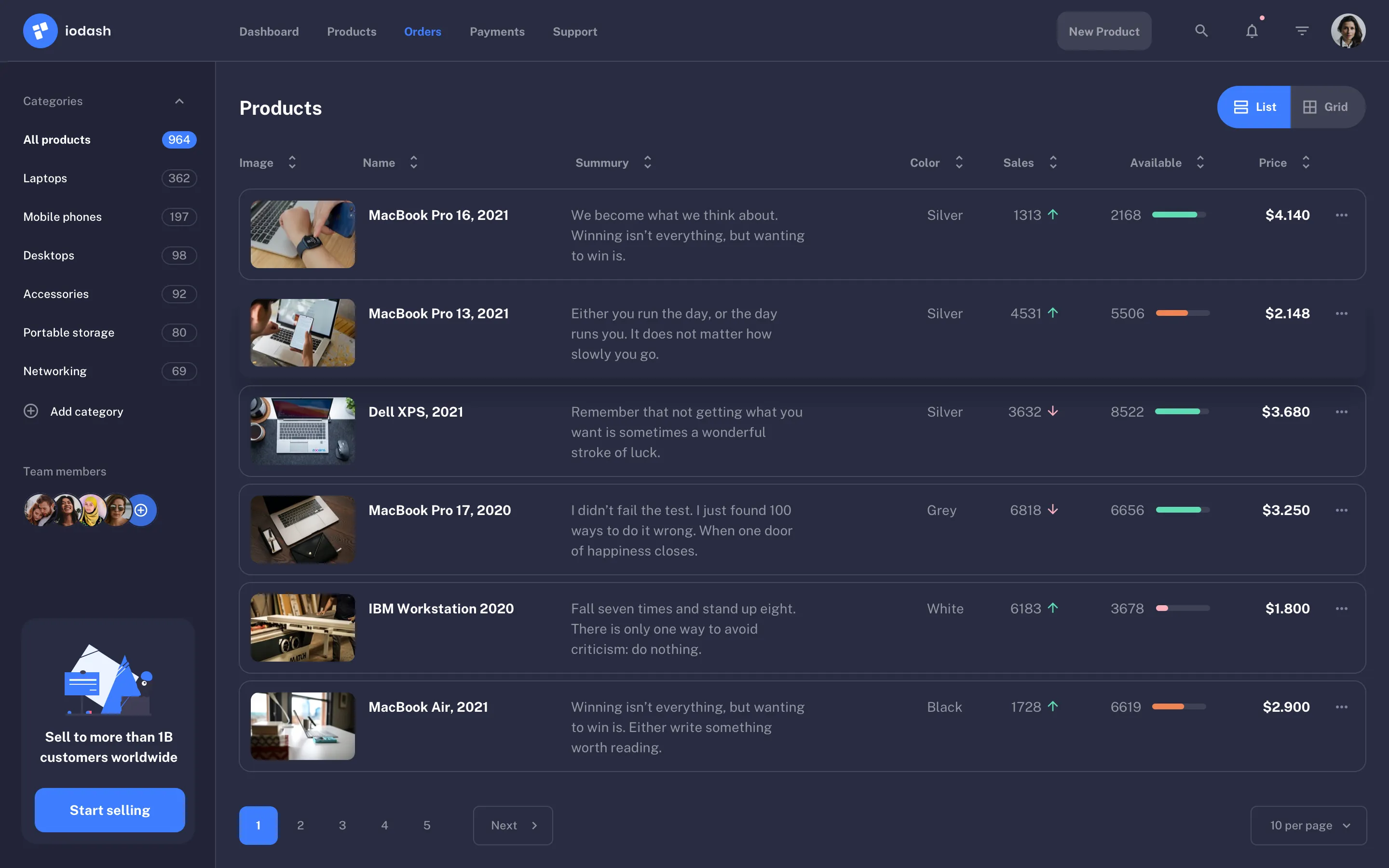 E-commerce app design