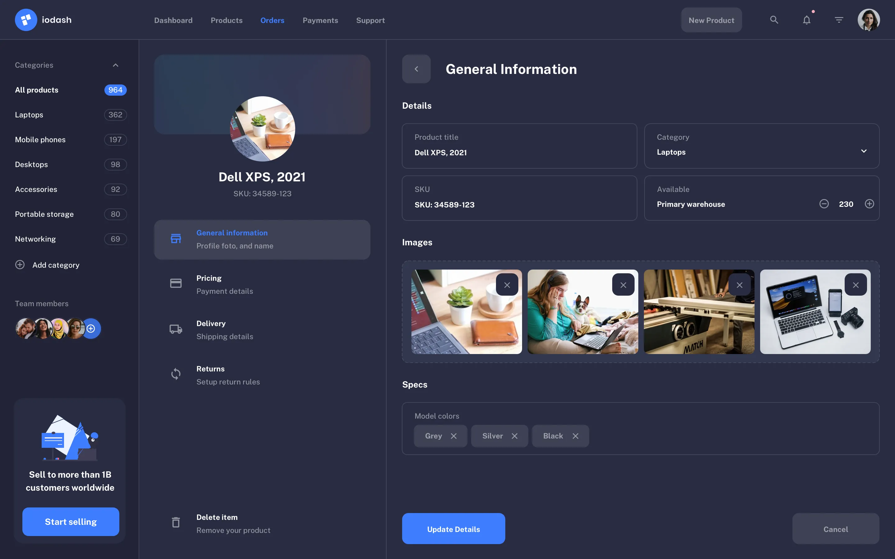 E-commerce app design