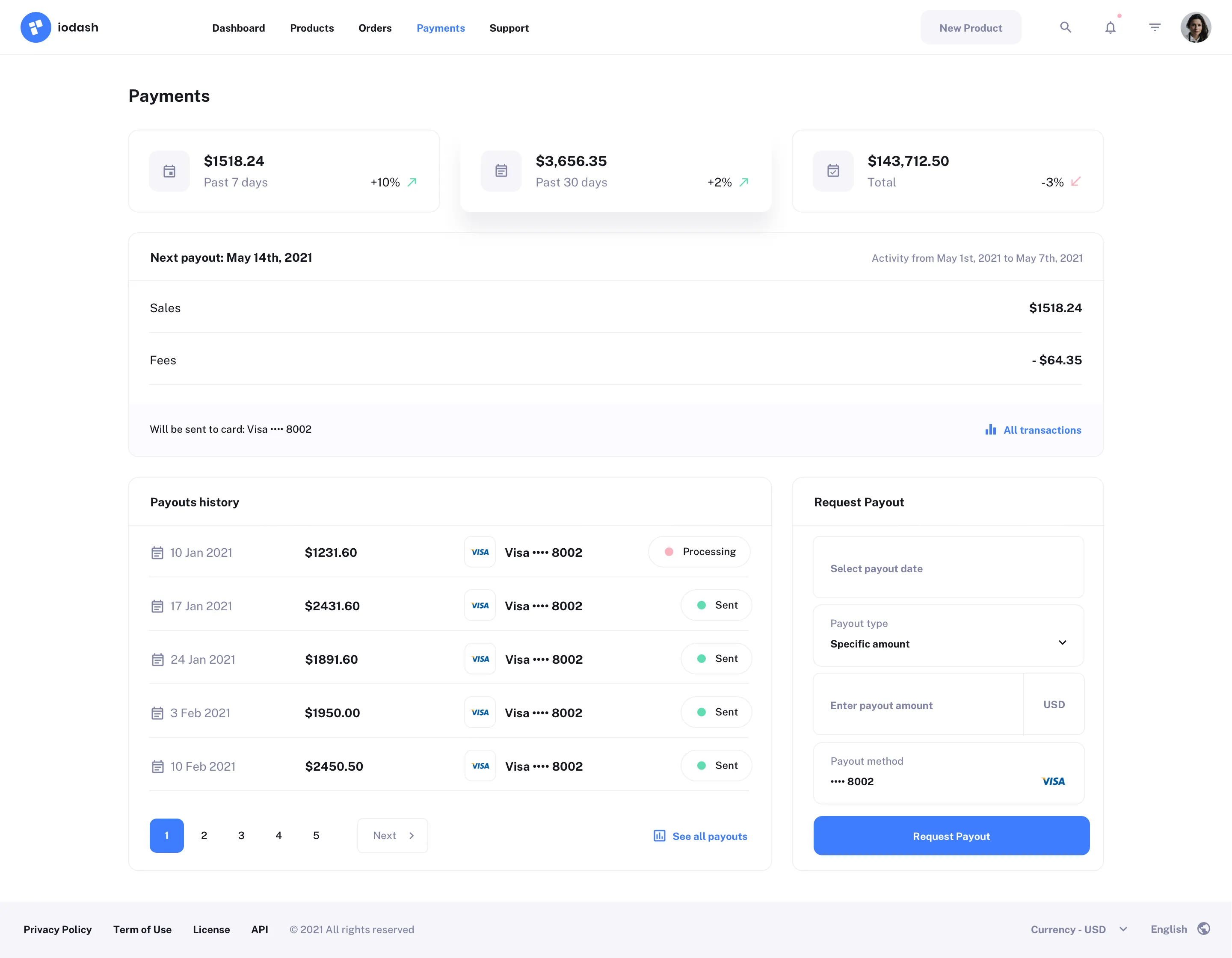 E-commerce web page design