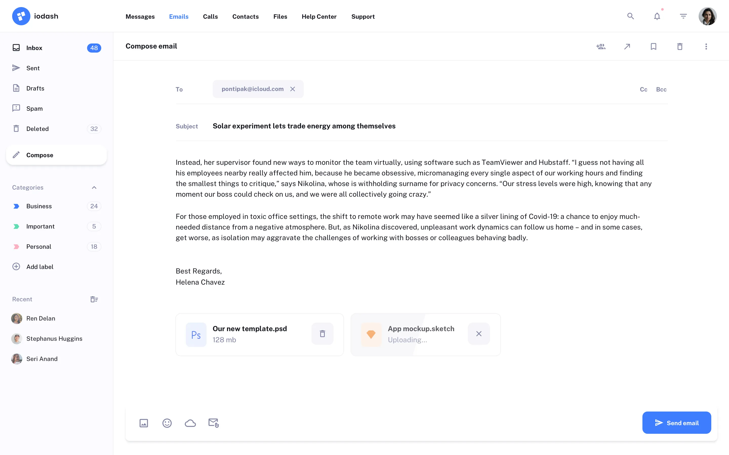 Messenger app design