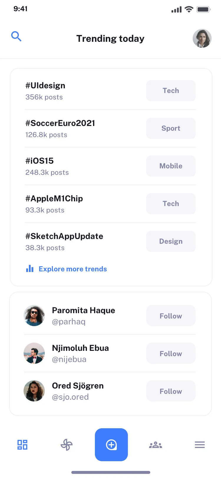 Mobile Social Feed UI Design