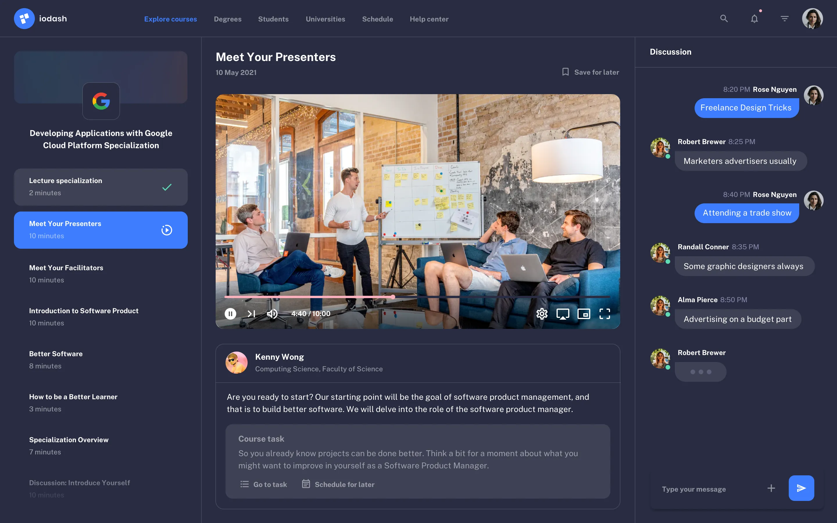 Web education app design