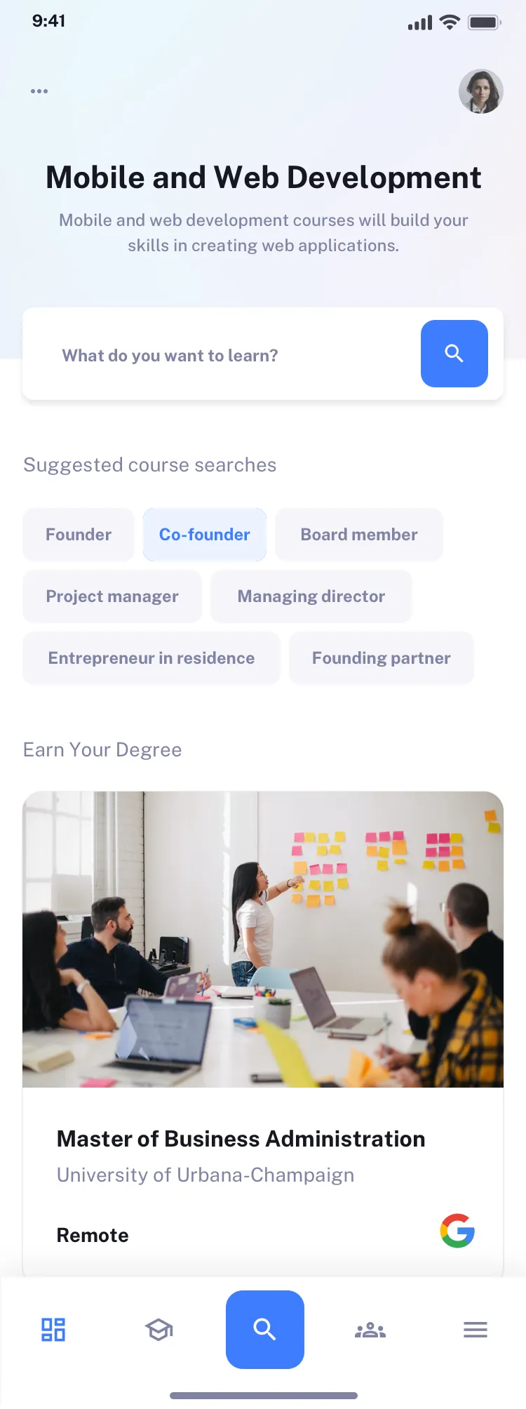Mobile education app design