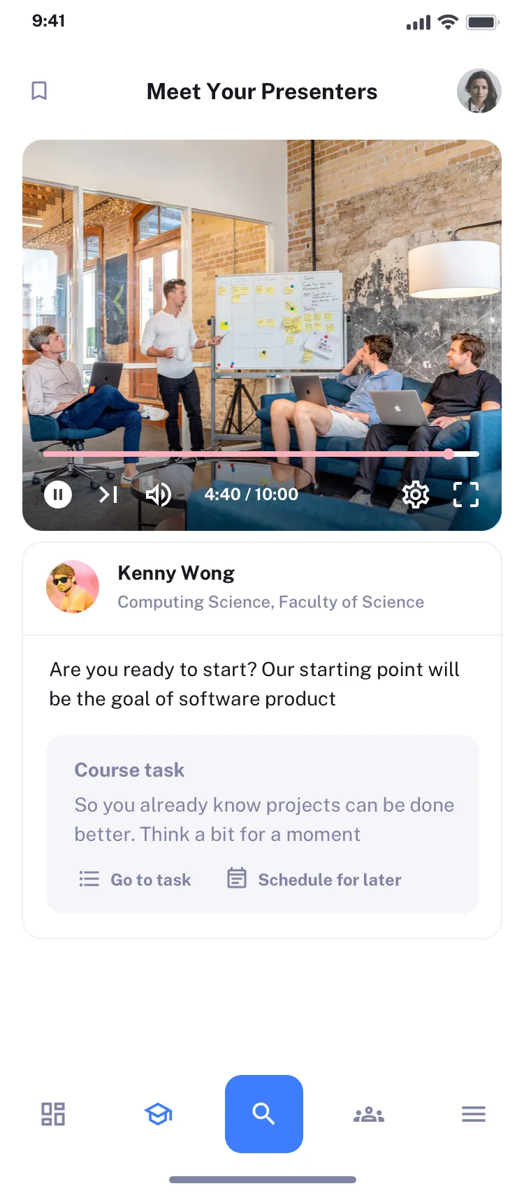 Mobile courses list design