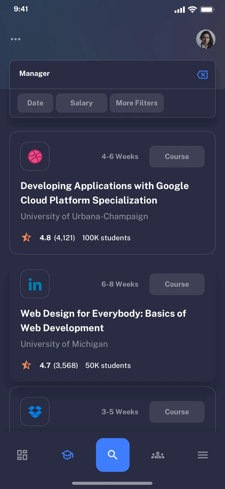 Mobile education UI design