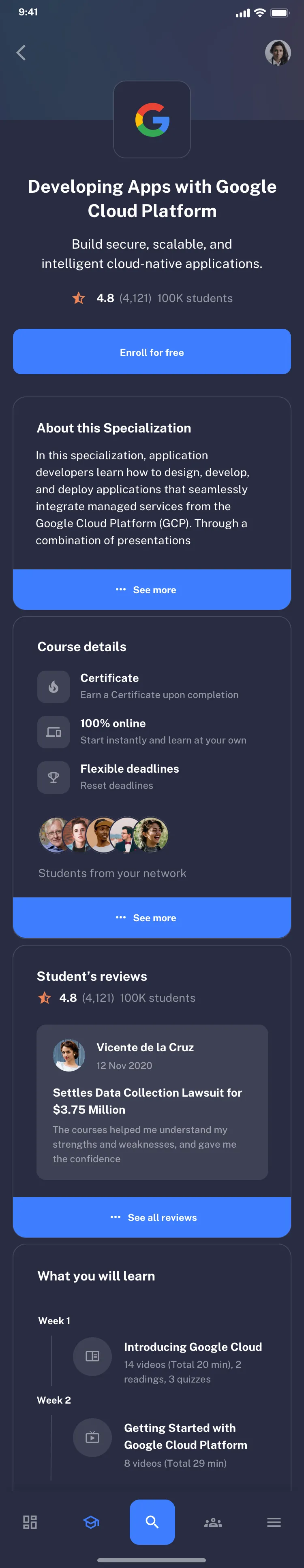 Mobile education UI design