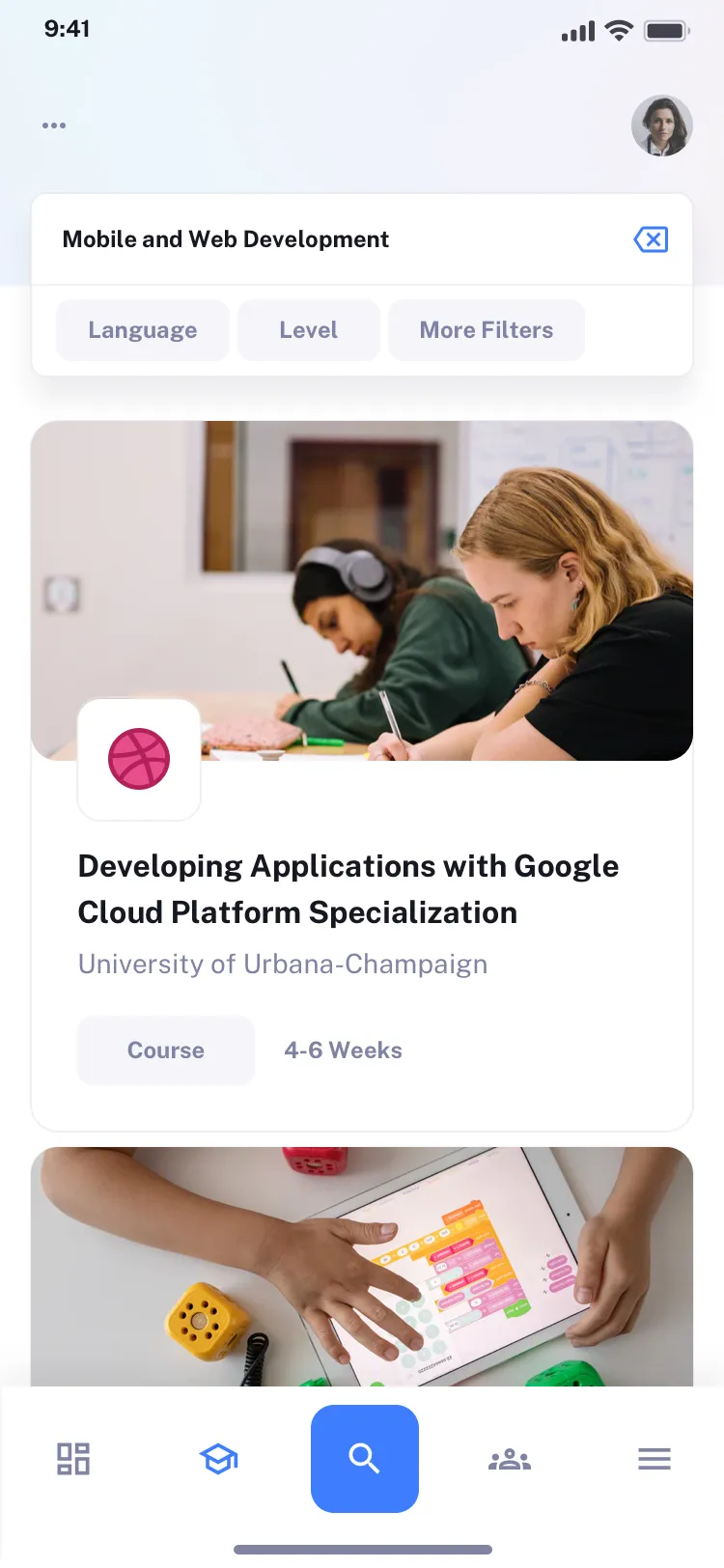 Mobile education app design