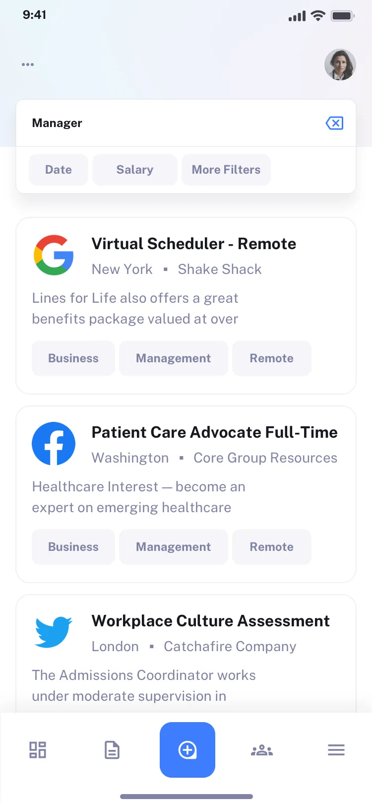 Mobile jobs app design