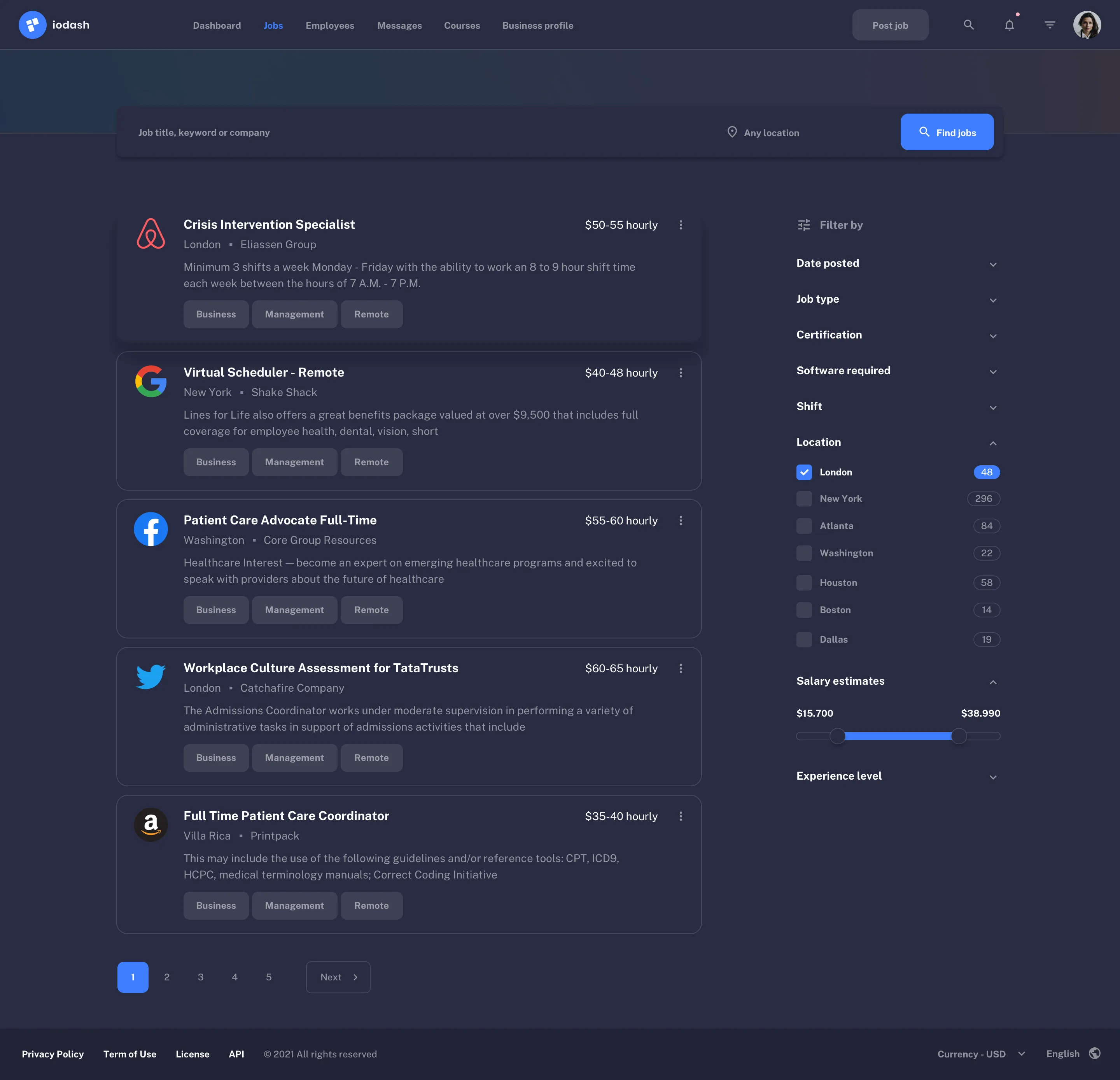Find Job page design