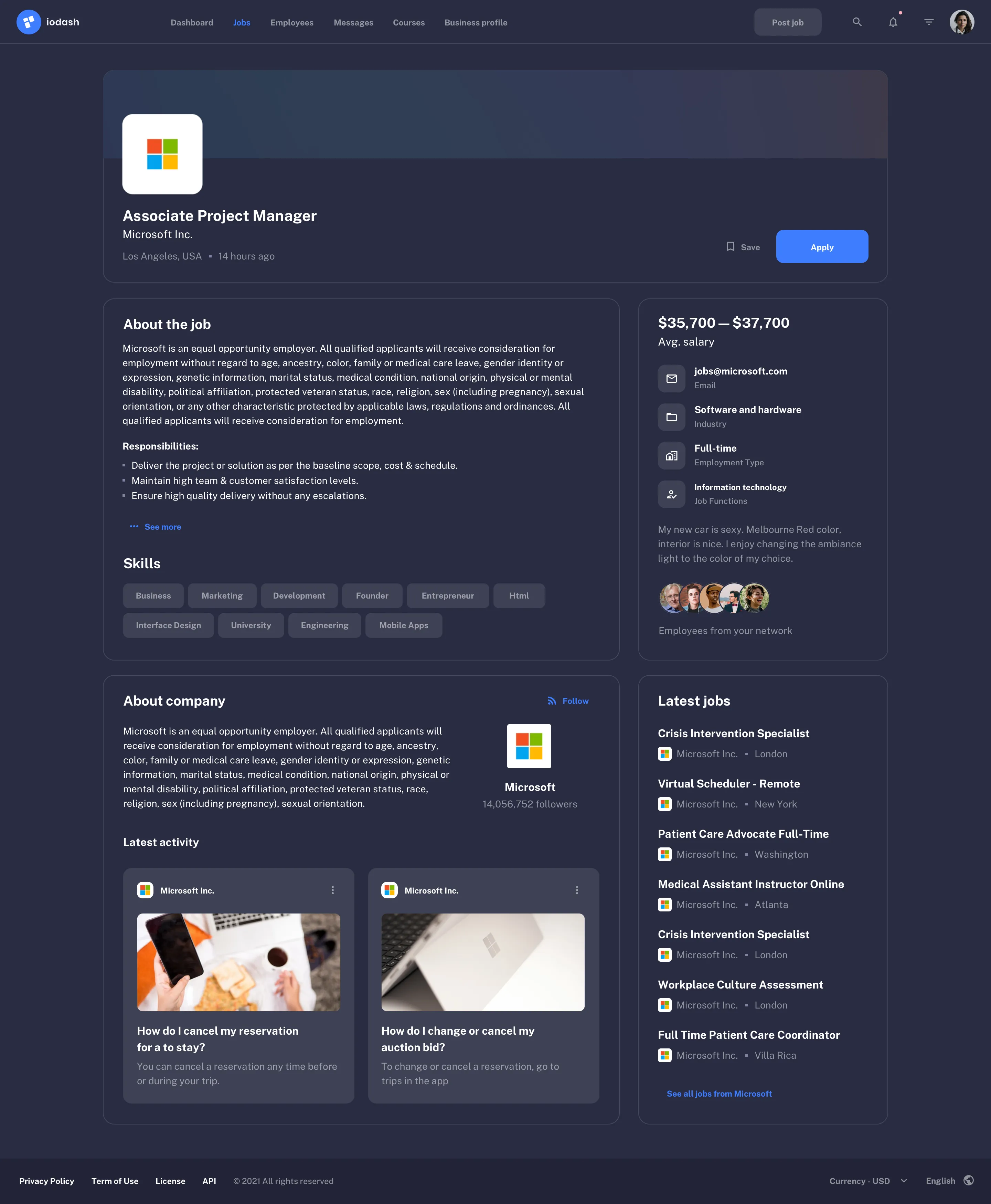Find Job page design