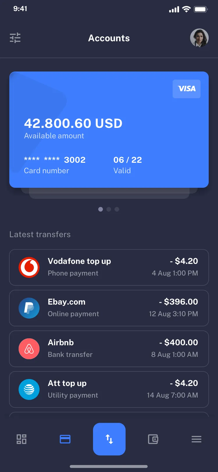 Mobile finance app design