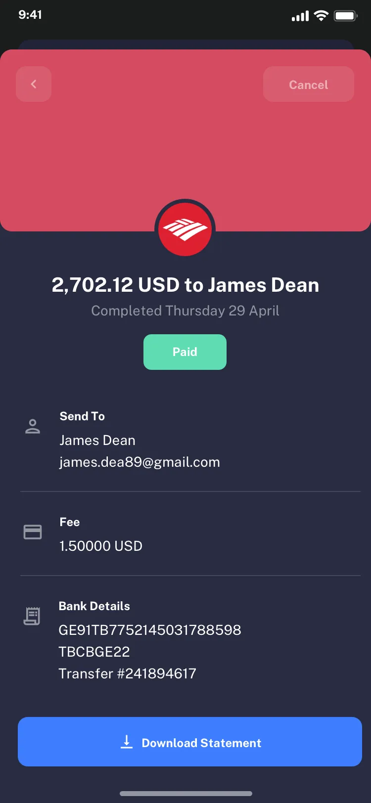 Mobile transactions list design