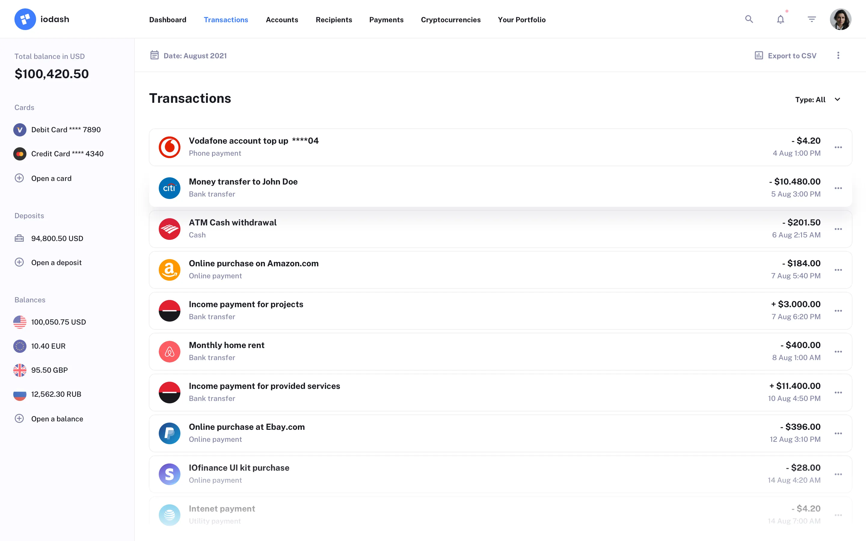 Banking Account UI Design