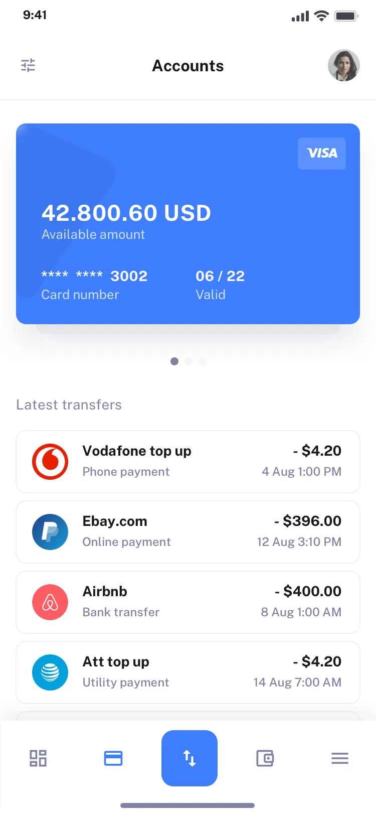 Mobile finance app design