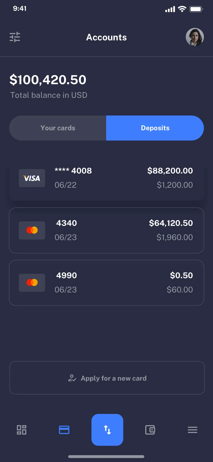Mobile finance app design