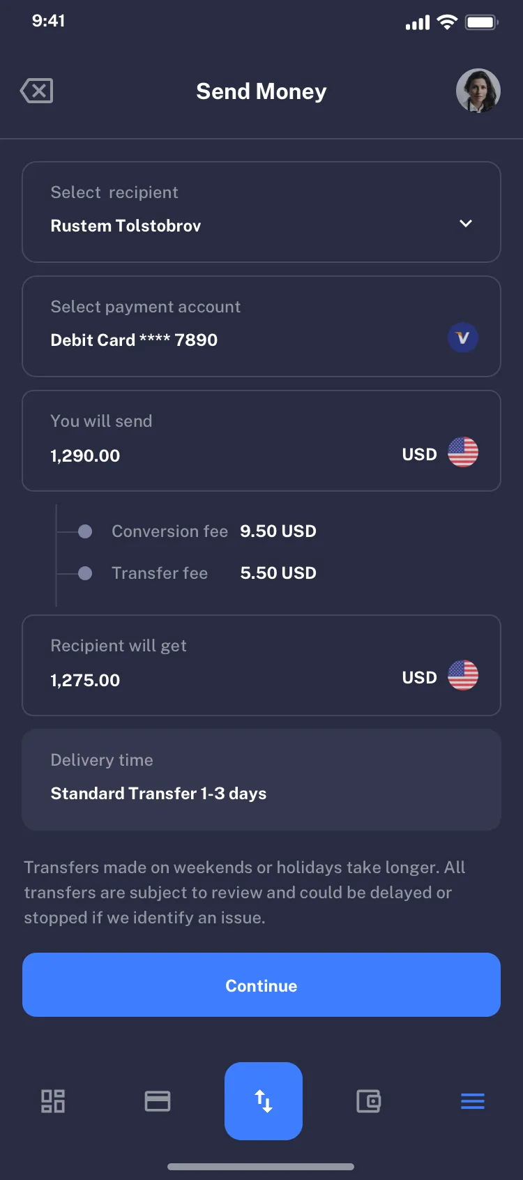 Mobile transactions list design
