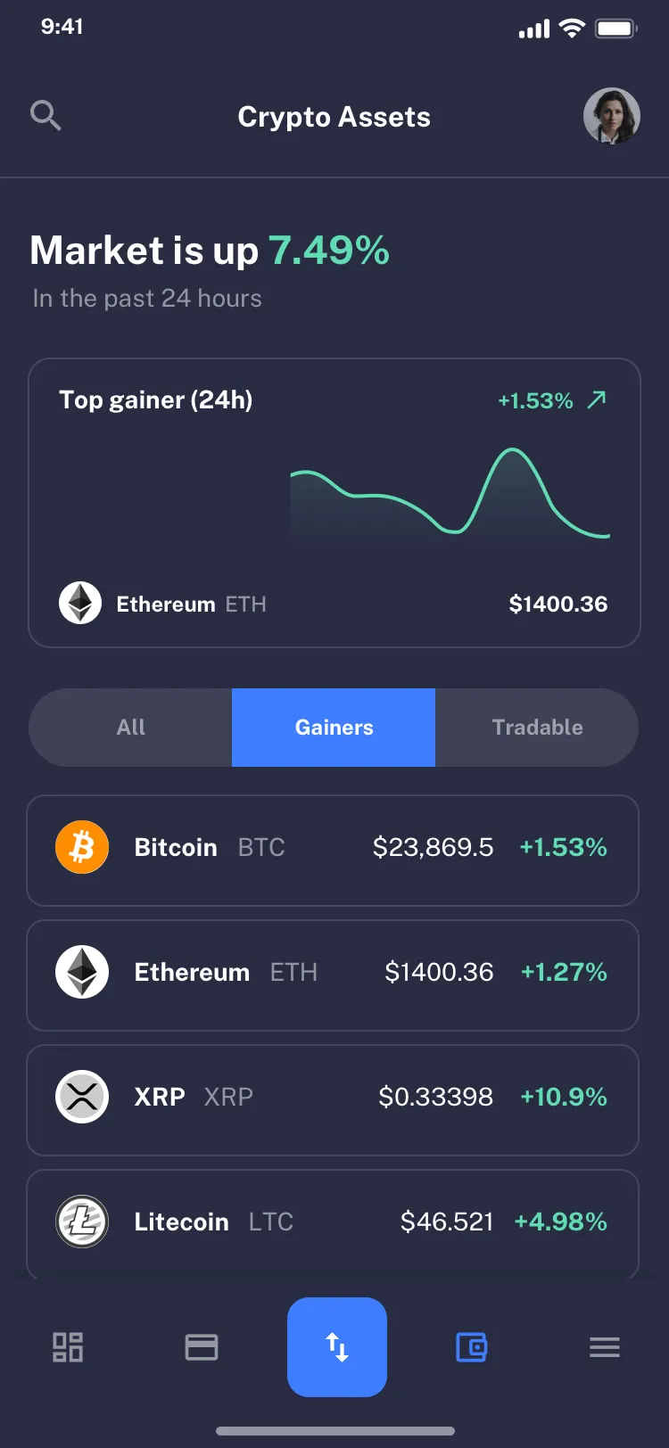 Mobile crypto wallet UI design