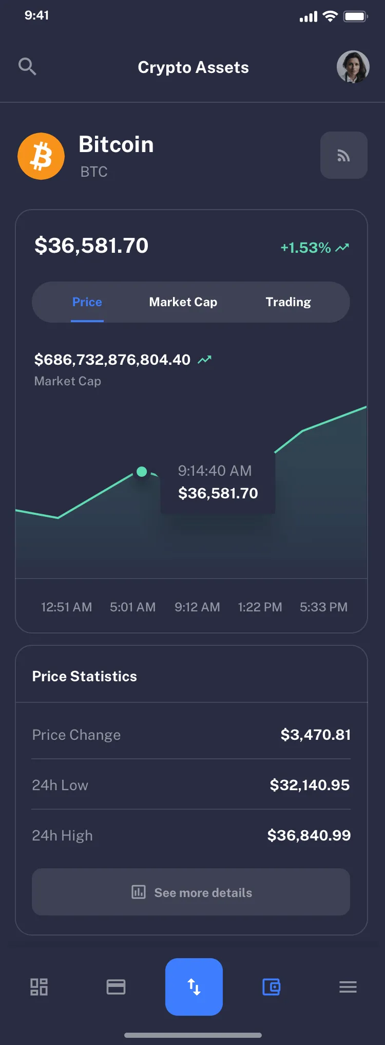 Mobile crypto portfolio design