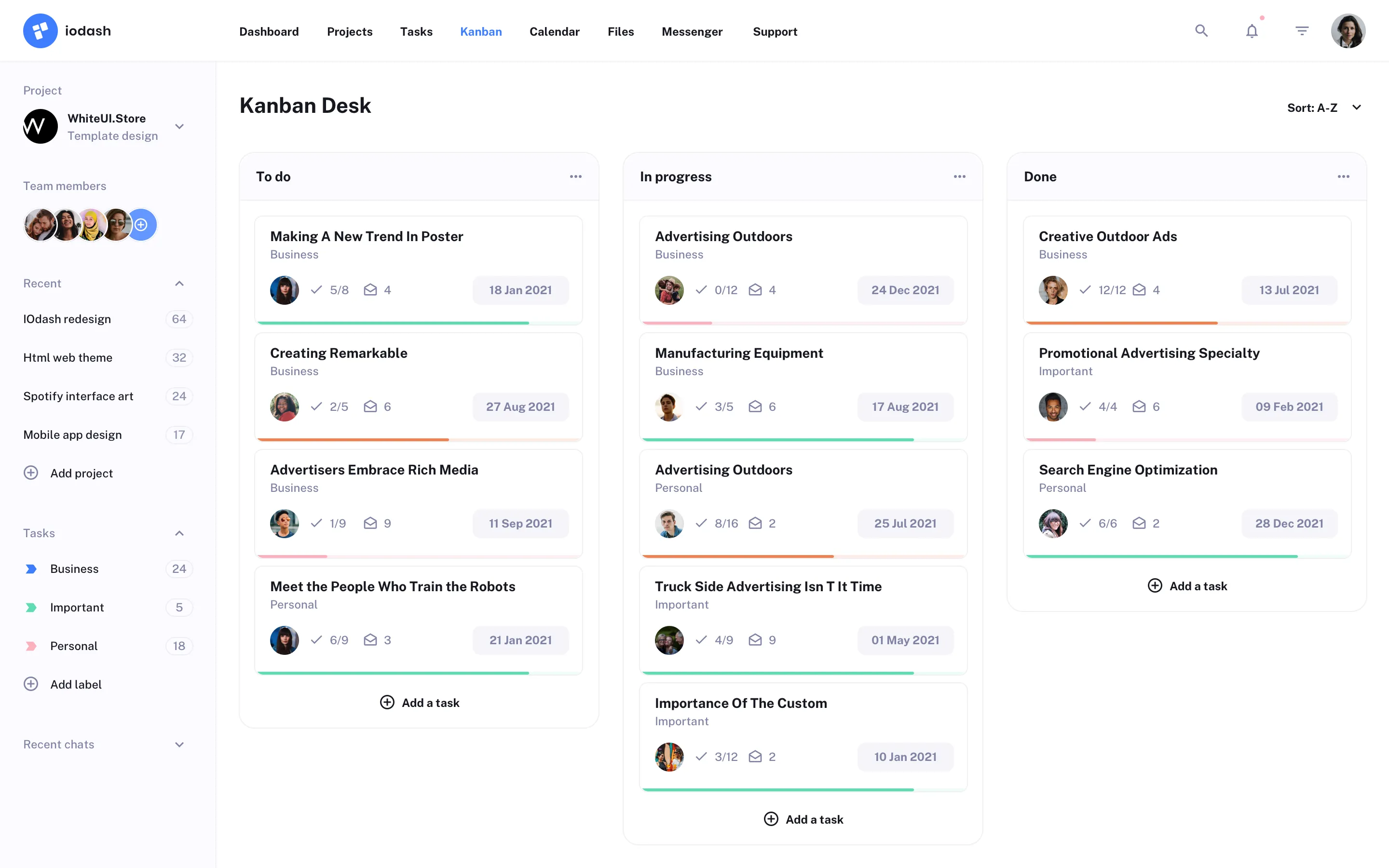 Web tasks list design