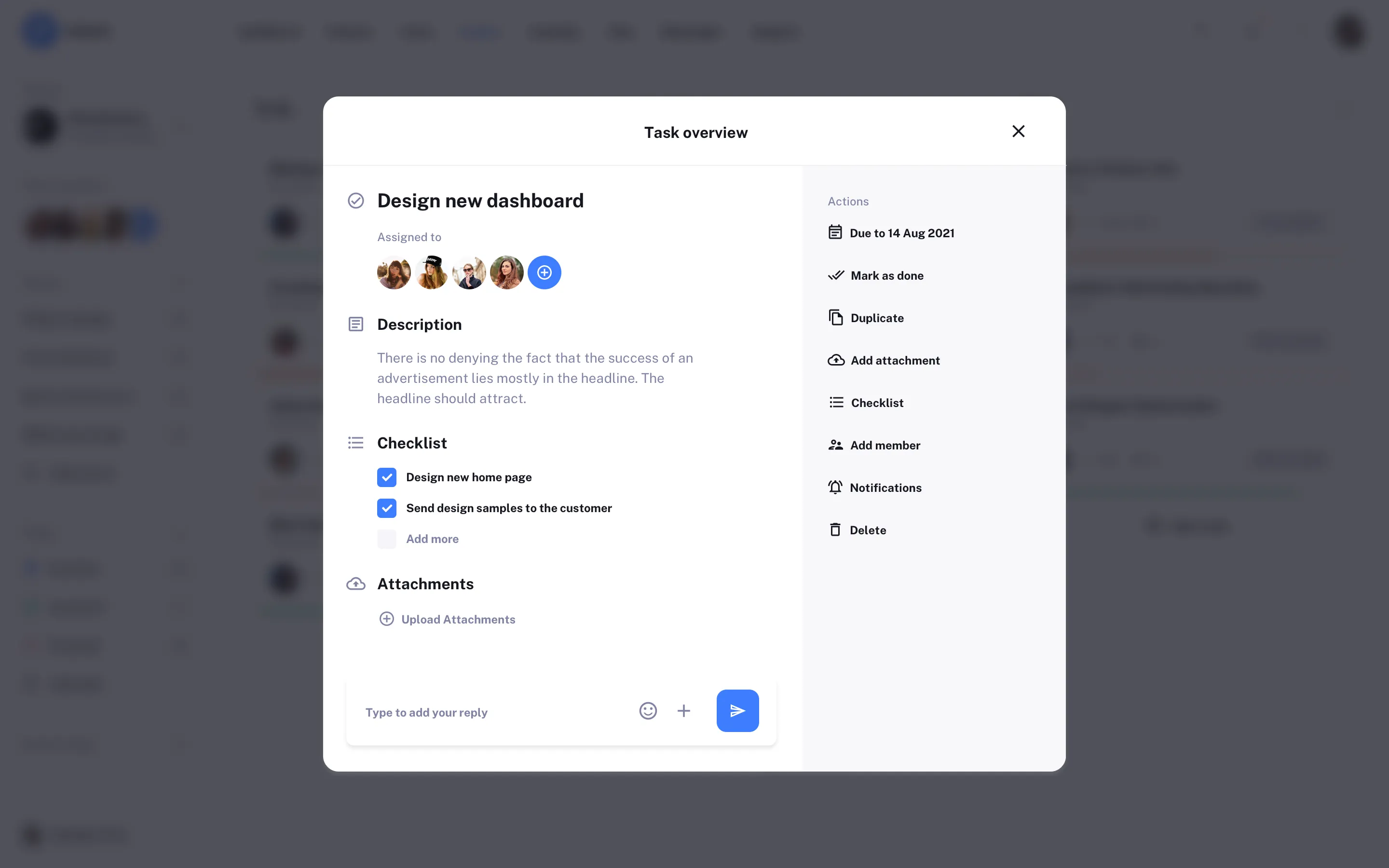 Web tasks list design