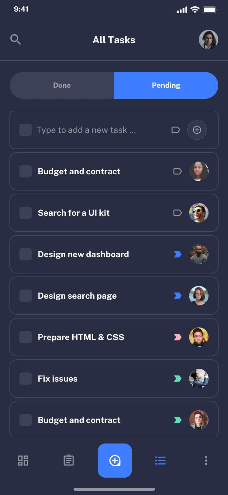 Mobile Tasks list design