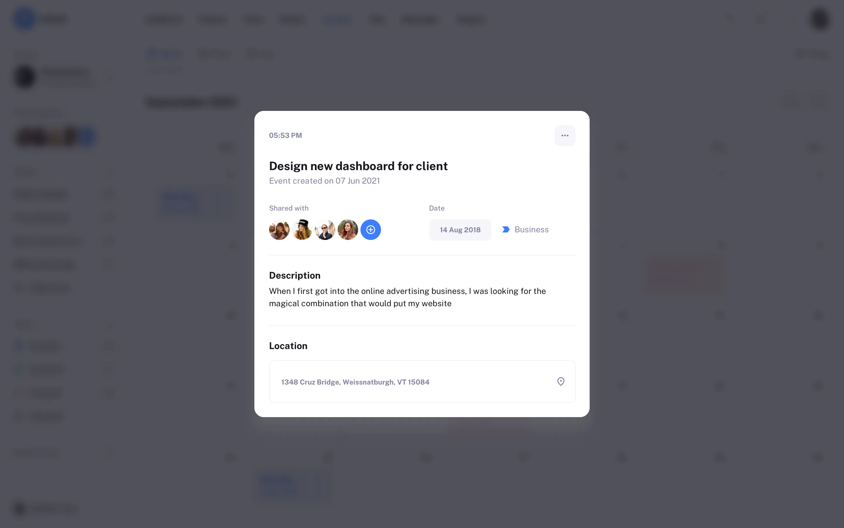 Web calendar app design
