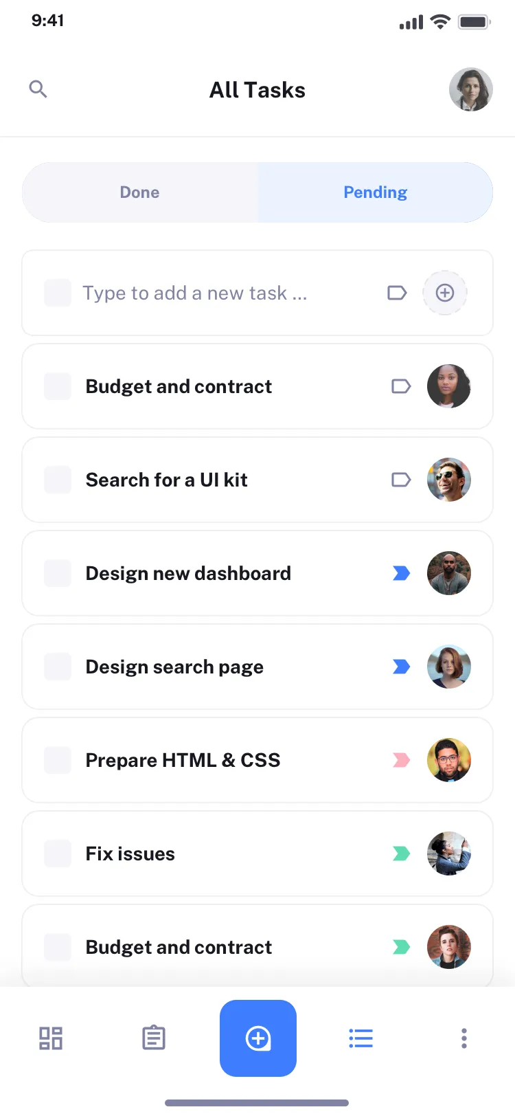 Mobile Tasks UI design