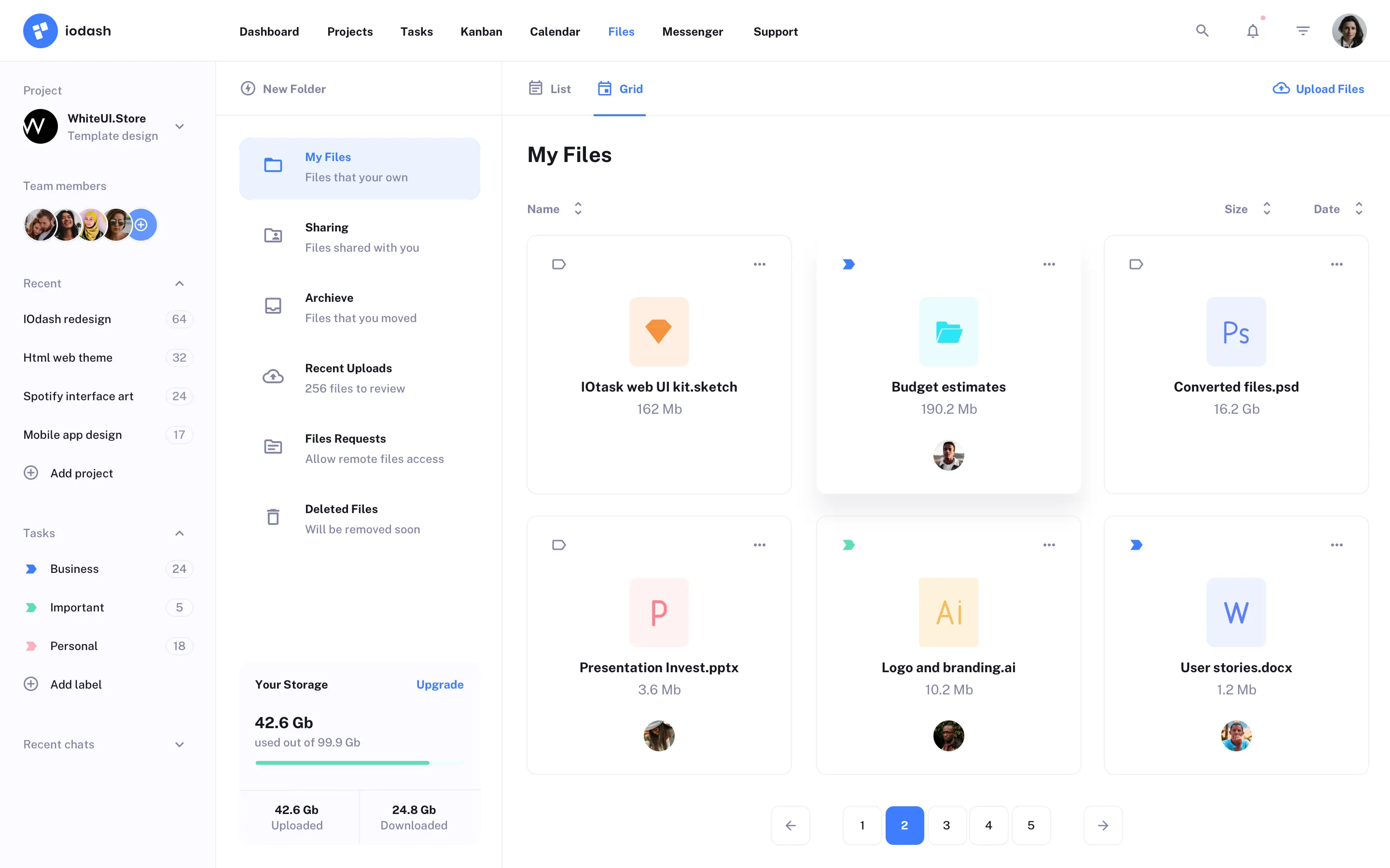 Web Project Management app design