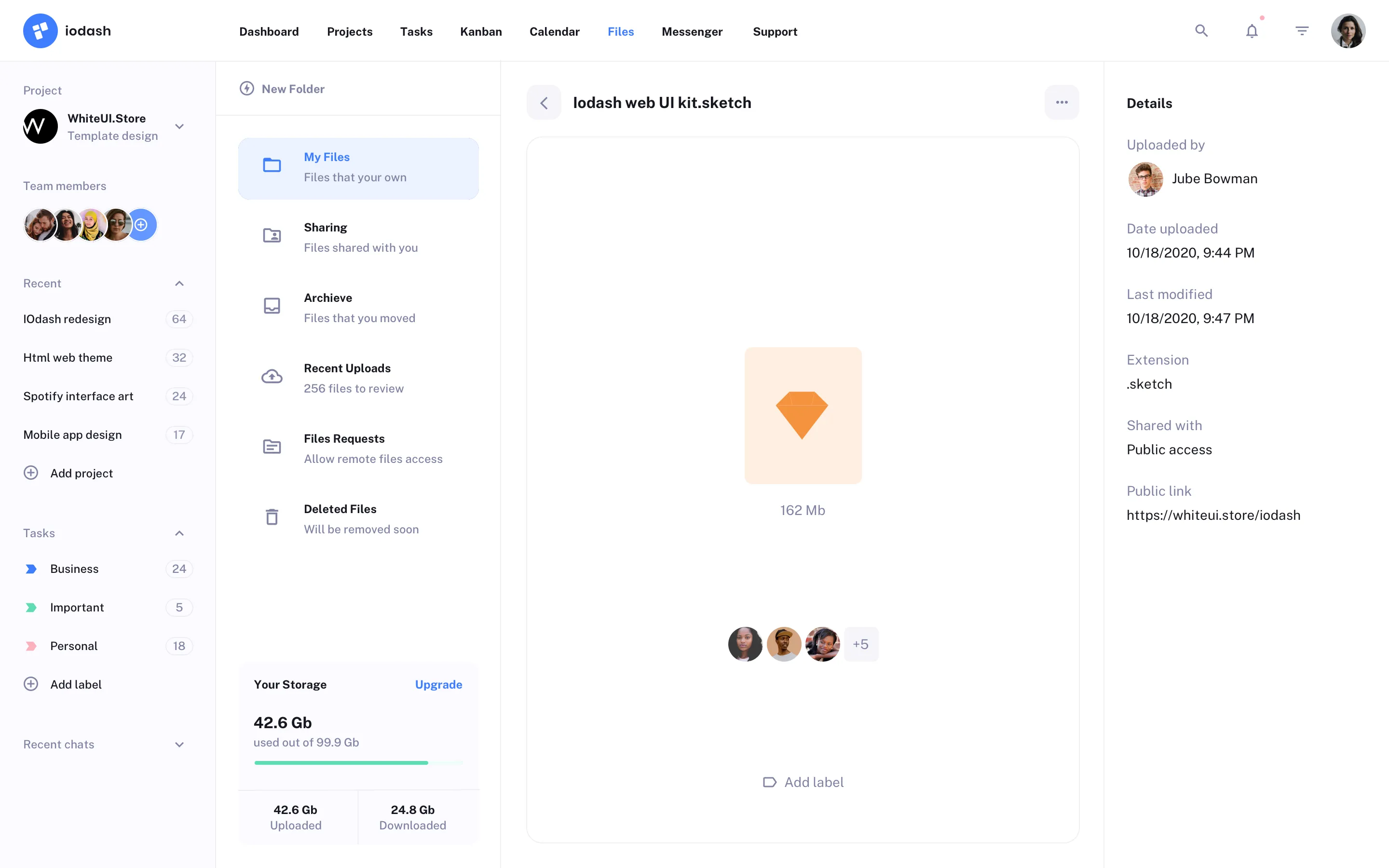 Web Project Management app design