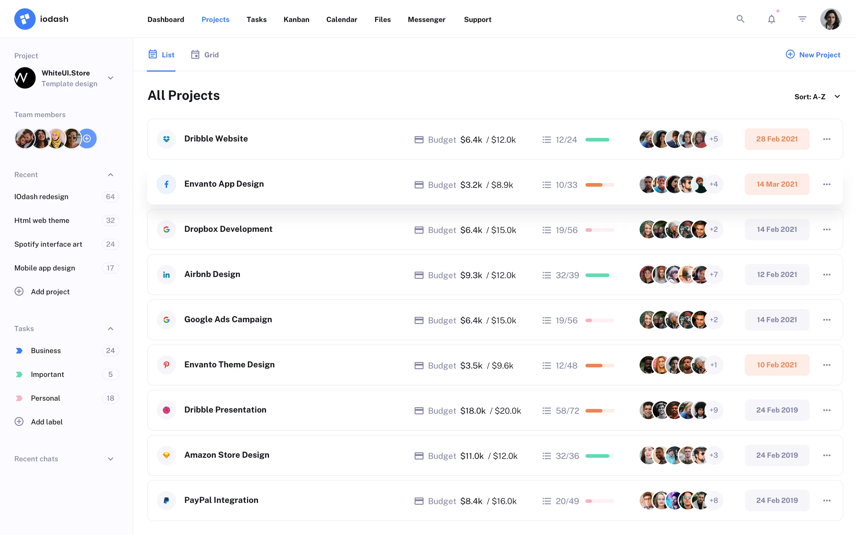 Project Management app design