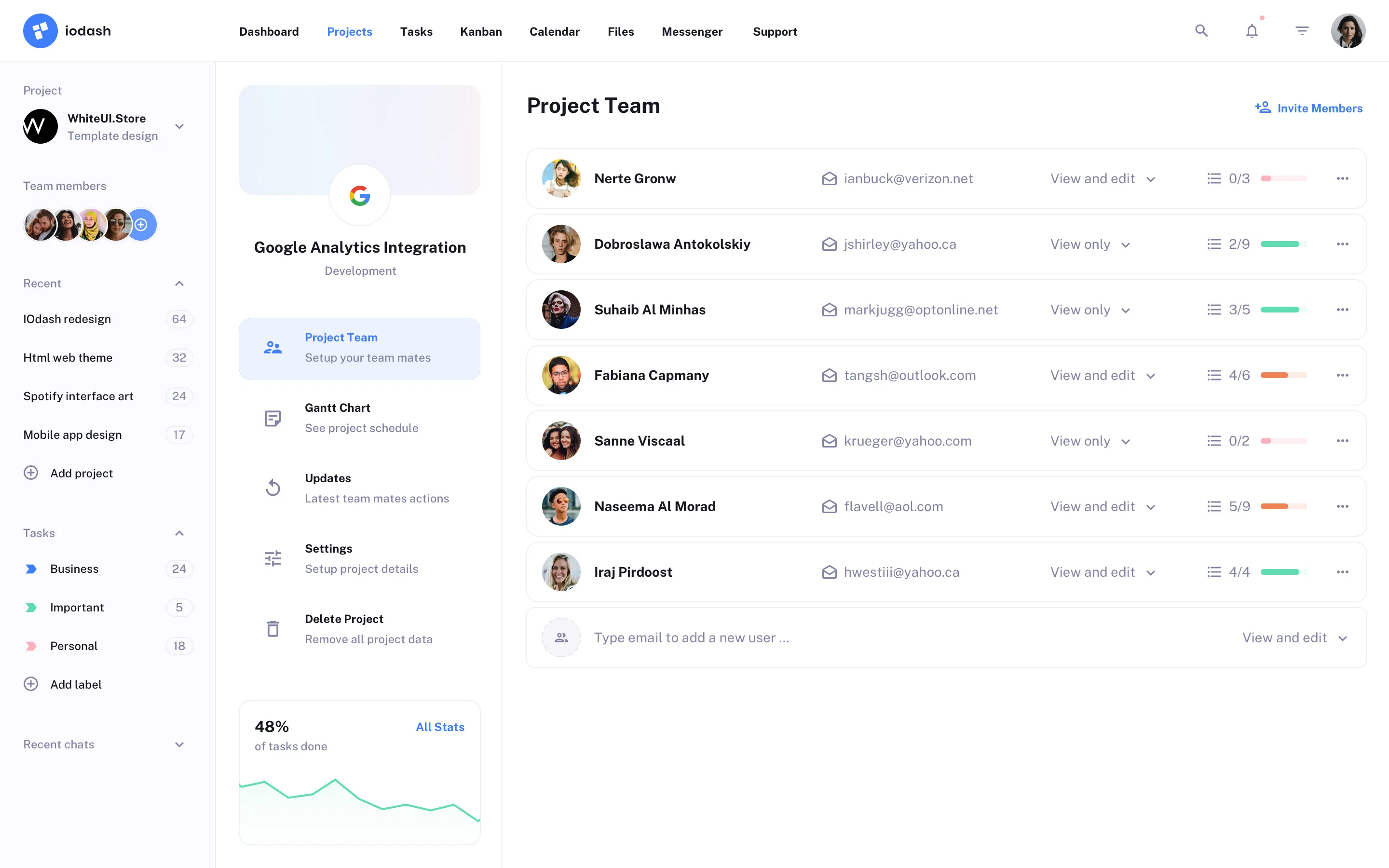 Project Management app design